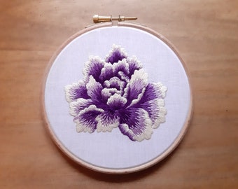 Purple Flower Handmade Hoop Embroidery