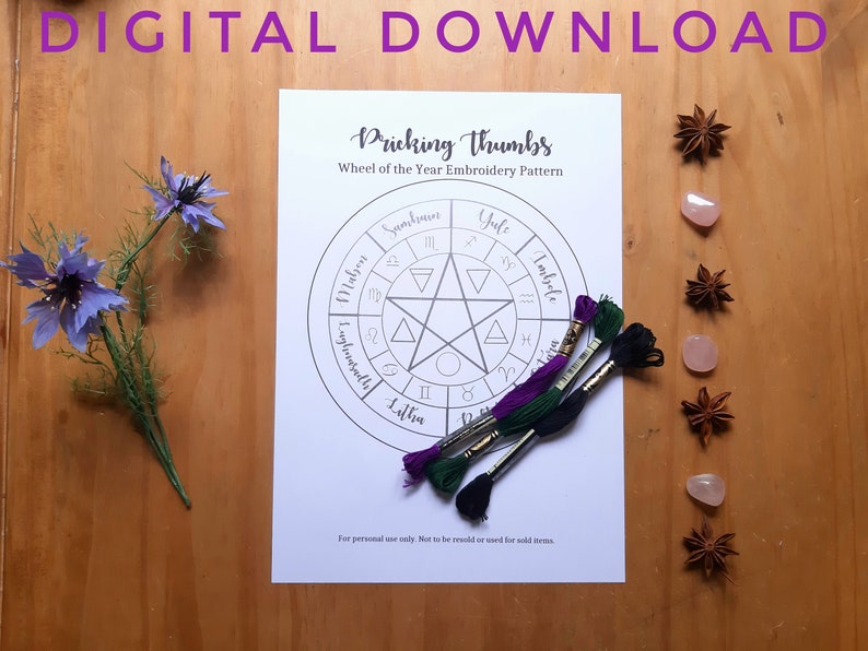 Wheel of the Year Calendar Embroidery PDF