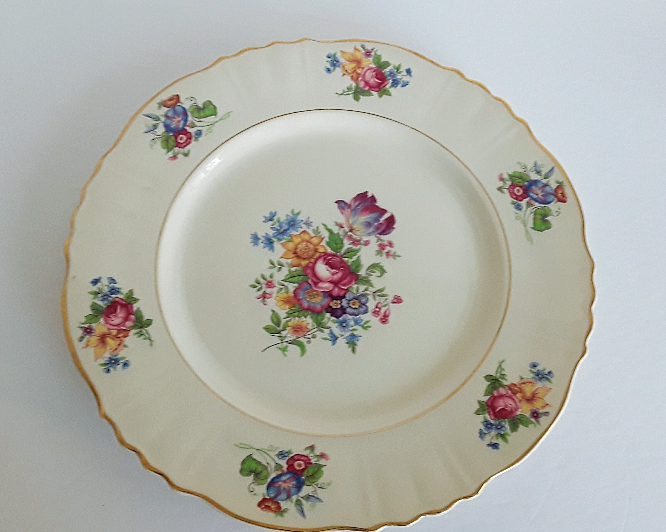 Ceramic Plate USA Made 11 Gold Trim Etsy