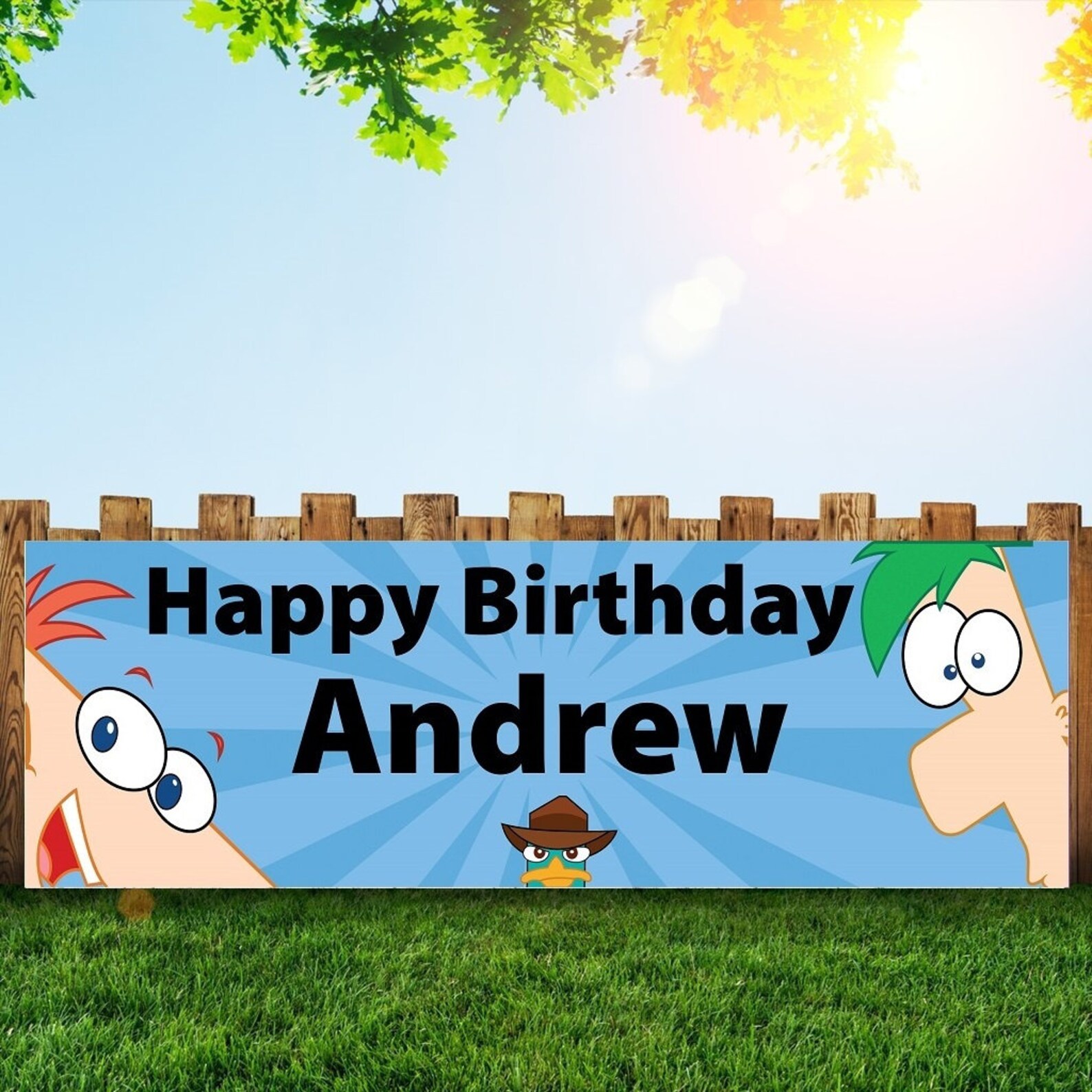 Large Phineas and Ferb Birthday Party Banner and Signs for Etsy