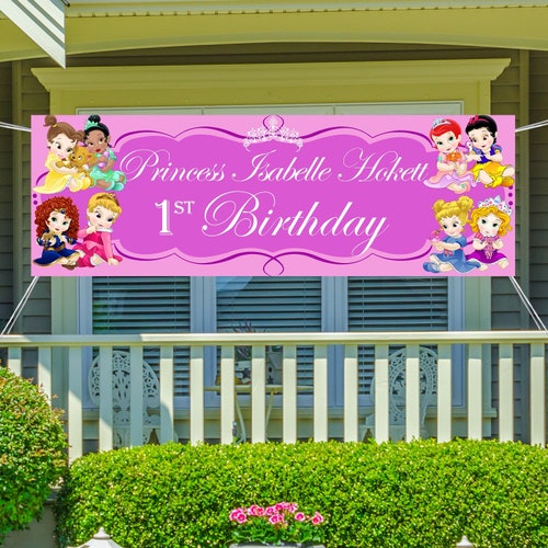 First Birthday Princess Banner Personalized Party Banners Etsy