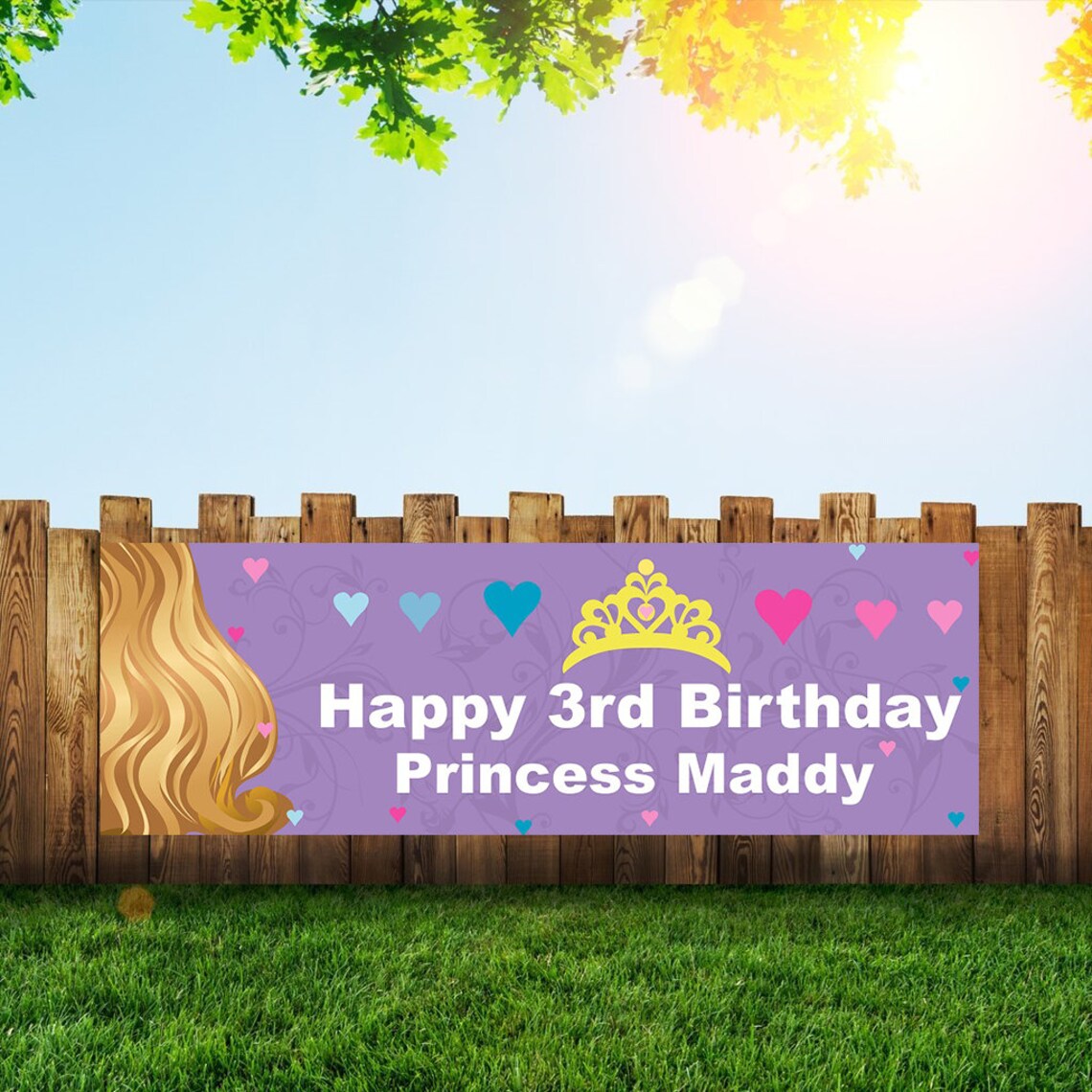 Large Rapunzel Birthday Banner and Sings for Kids 6x2 With Etsy