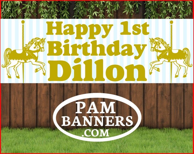 Large Carousel Horse Ride Birthday Party Banner and Signs 6x2 With Grommets Etsy