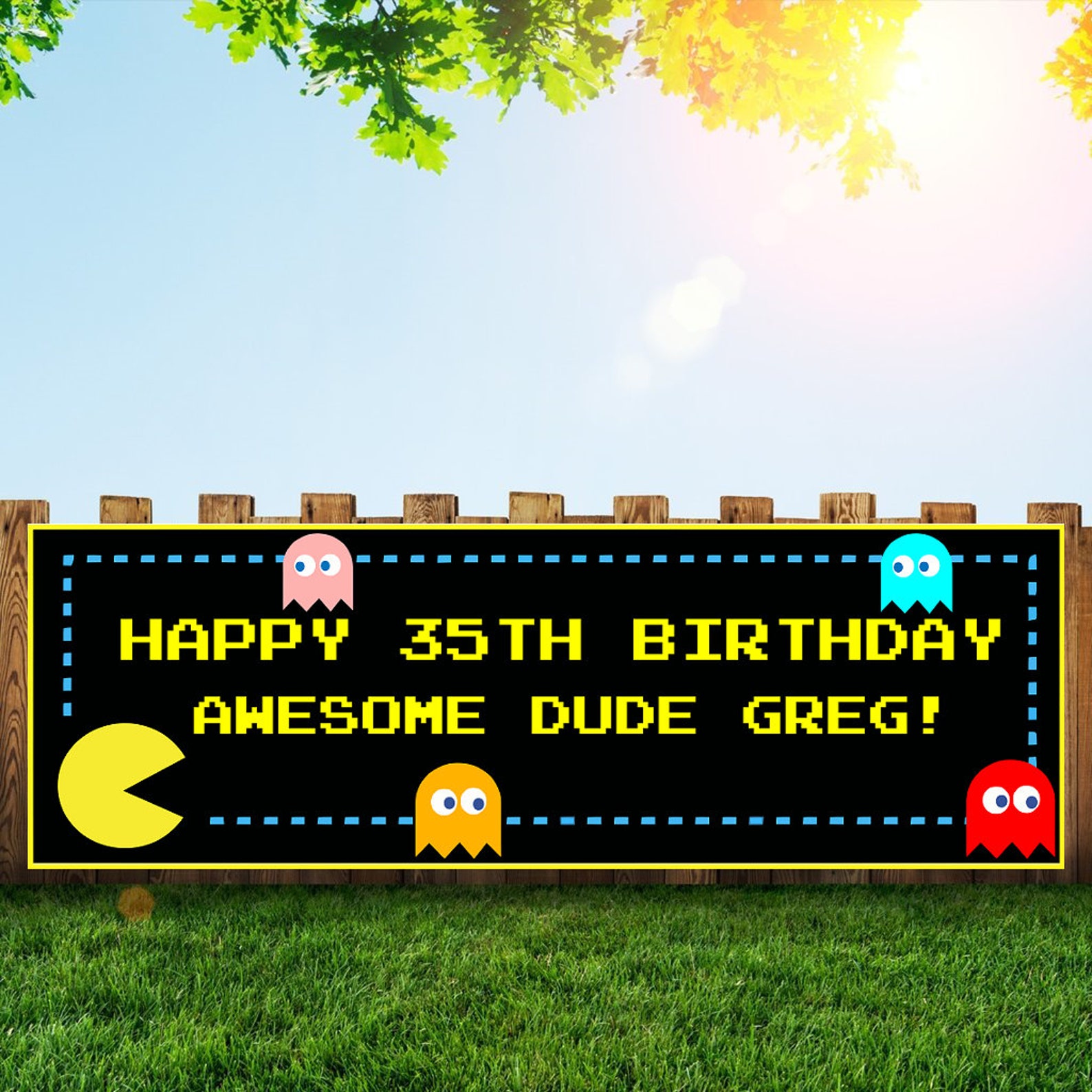 Pac Man Banner Sign - Etsy