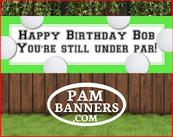 Large Golf Ball Field Course Birthday Party Banner and Signs 6x2 with Grommets