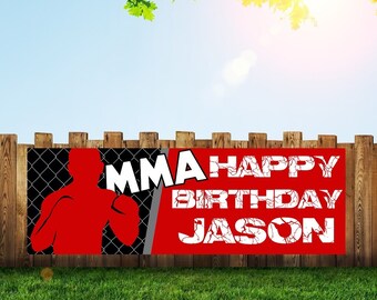 MMA/UFC Birthday Party Banner| Mixed Martial Arts/ Karate Party Banner| Personalized/Custom Decoration Fast Free Shipping