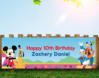 Mickey Mouse Birthday Party Banners| Personalized Custom Banners| Happy birthday Banners| |  Party Decoration ideas Fast Free Shipping