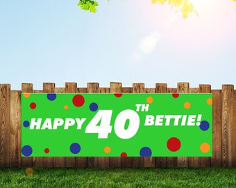 Large 40th Big Birthday Bash Adult Party Banner and Signs for Adults 6x2 with Grommets