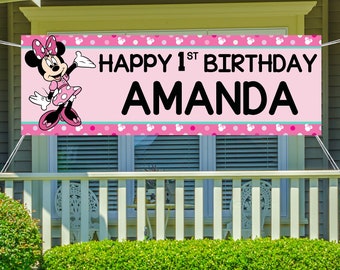 Minnie Mouse Birthday Banner - HAPPY BIRTHDAY BANNERS -  Birthday Party Banners - Personalized and Custom Party Banners