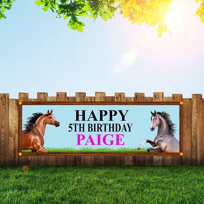 Large Horse Birthday Party Banner and Signs 6x2 With Grommets Etsy