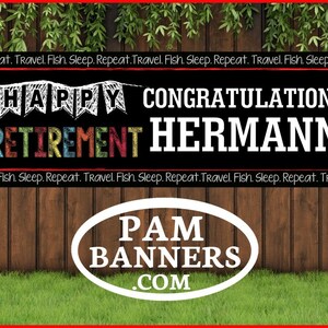 Large Happy Retirement Fun Banner and Signs 6x2 with Grommets image 1