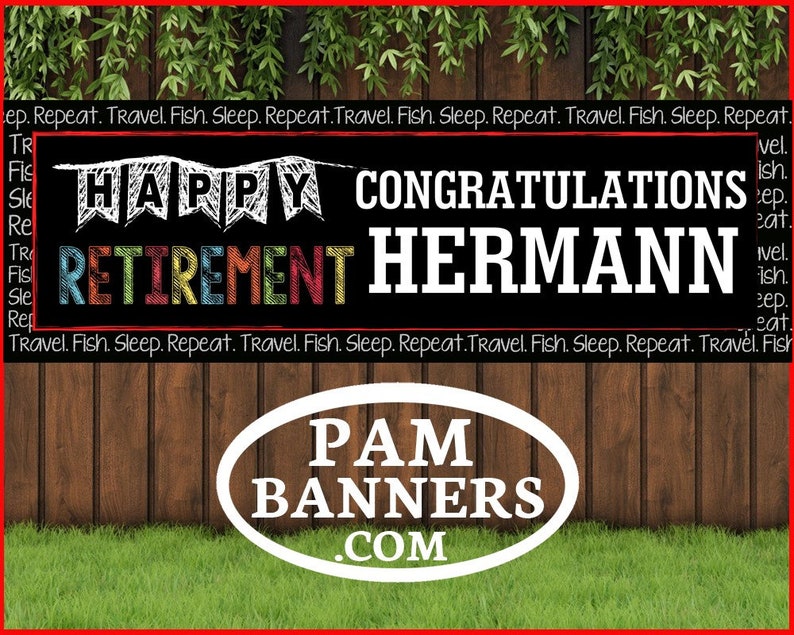 Large Happy Retirement Fun Banner and Signs 6x2 with Grommets image 1