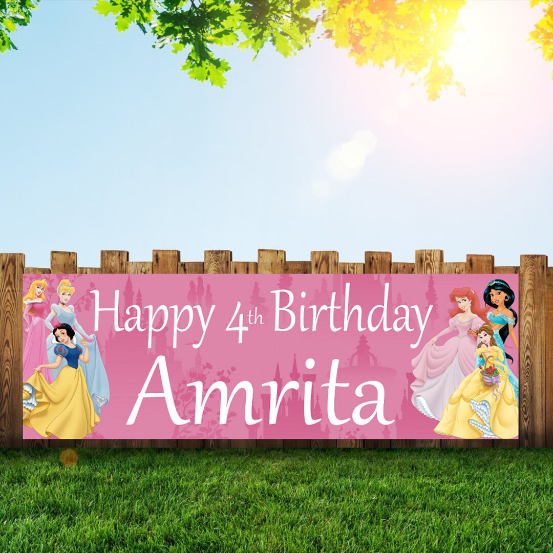 Disney Princess Birthday Party Banner Personalized/custom Decoration