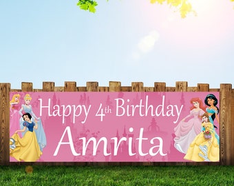 Disney Princess Birthday Party Banner| Personalized/Custom Decoration| Fast Free Shipping