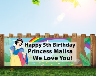 Snow White Birthday Banner| Seven Dwarfs & Snow white Poster| Free shipping worldwide| Snow white Sign| Disney Snow white Party decorations