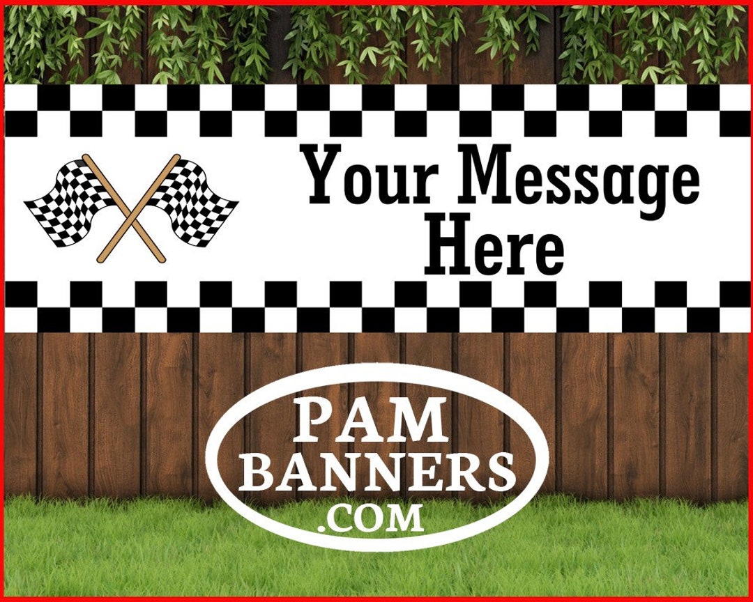 Large Checkered Flag Banner and Sings 6x2 With Grommets - Etsy