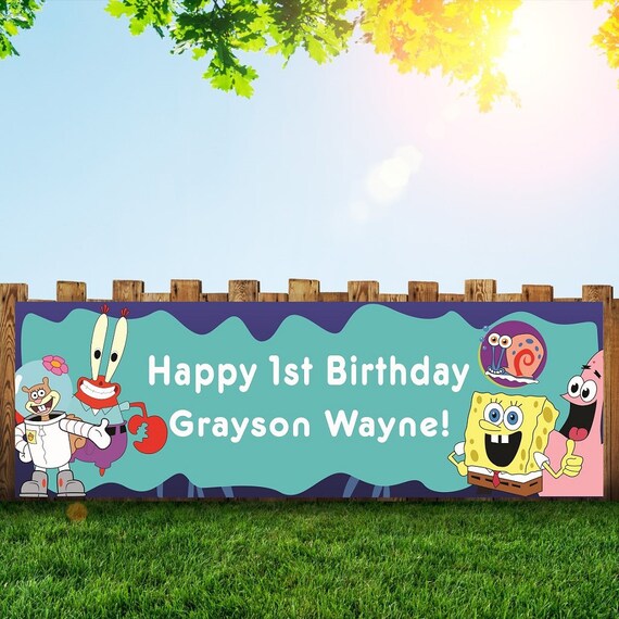 Spongebob Birthday Party Banner Personalized Custom Decoration Etsy
