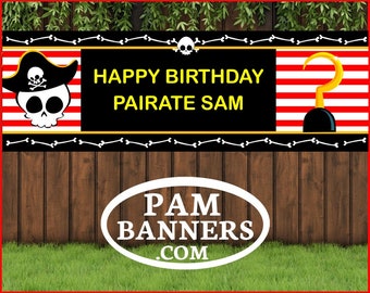 Large Baby Pirate Birthday Party Banner and signs for Kids 6x2 with Grommets