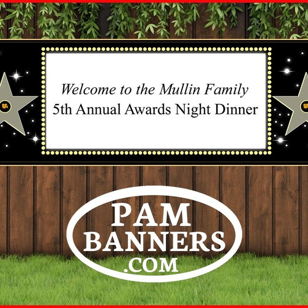 Large Hollywood Star Annual Awards Night Dinner Party Banner and Signs 6x2 with Grommets