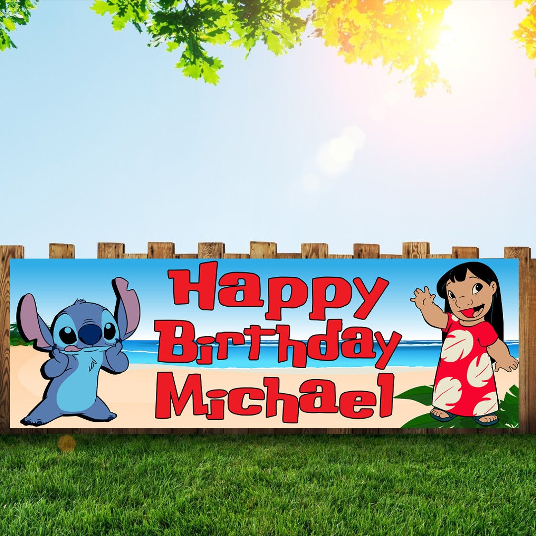 Large Lilo and Stitch Birthday Party Banner and Signs 6x2 With Grommets ...