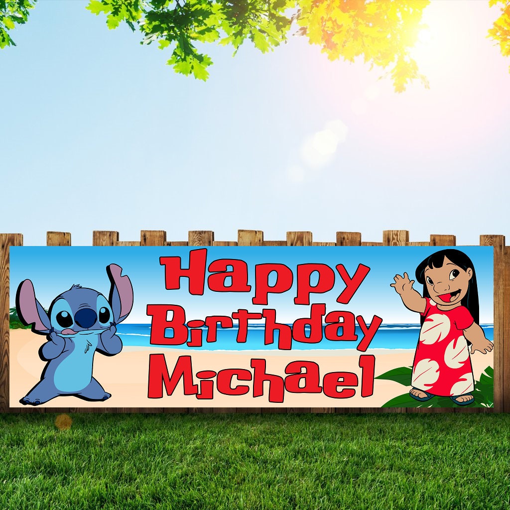 Banner de cumpleaños de Lilo y Stitch Lilo & Stitch Custom