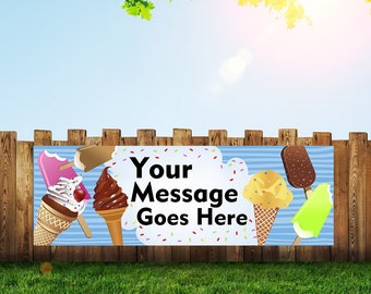 Ice Cream Party Banner - Icecream Lovers| Happy Birthday Ice cream Banner| Personalized Custom Banner & Sign