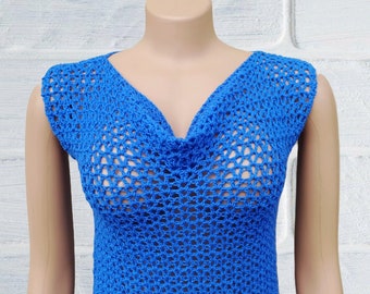 CROCHET PATTERN - Crochet Cowl Neck Top Pattern - Crochet Drape Neck Top Pattern - Multiple Size - XS - 5XL- Easy Lacy Crochet Summer Top