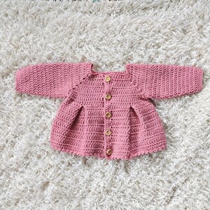 CROCHET PATTERN PDF Crochet Baby Cardigan Crochet Baby Cardigan Pattern Crochet Cardigan Newborn Crochet Pleated Cardigan 4 Sizes image 5