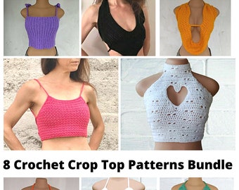 CROCHET PATTERN Bundle PDF - Crochet Crop Top Patterns - Crochet Backless Top - Crochet Summer Tops Patterns - Crochet Summer Crop Tops