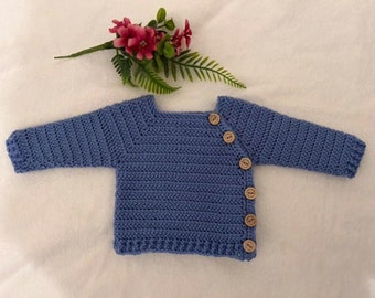 CROCHET PATTERN PDF - Crochet Baby Cardigan Pattern - Asymmetric Crochet Baby Cardigan Pattern - (0-6 months up to 24 months)
