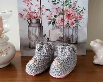 CROCHET PATTERN PDF - Crochet baby booties pattern worked flat | Crochet baby Slippers | Crochet Baby shoes| Crochet Baby Socks