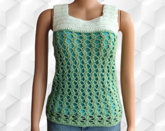 CROCHET PATTERN PDF - Crochet Lacy Summer Top | Easy Crochet Tank Top | 5 sizing options (30-52) Bust in inches | Instant Download