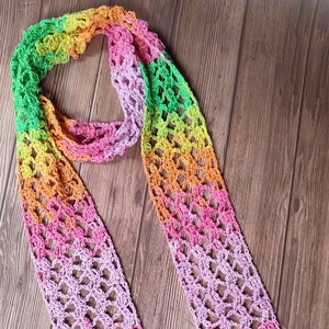 CROCHET PATTERN PDF Crochet Scarf Pattern Crochet Lacy Scarf Pattern Easy Crochet Scarf Pattern Toyslab Creations image 1