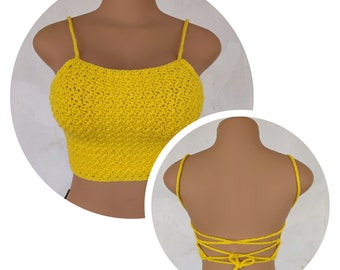 CROCHET PATTERN - Crochet Crop Top Pattern - Backless Top Pattern - Backless Crop Top Pattern - Summer Crochet Crop Top - Festival Boho Top