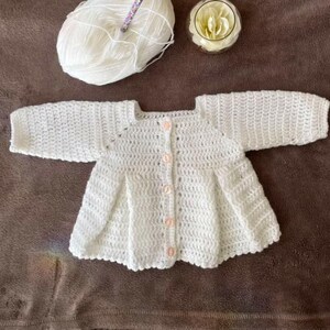 CROCHET PATTERN PDF Crochet Baby Cardigan Crochet Baby Cardigan Pattern Crochet Cardigan Newborn Crochet Pleated Cardigan 4 Sizes image 4