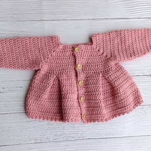 CROCHET PATTERN PDF Crochet Baby Cardigan Crochet Baby Cardigan Pattern Crochet Cardigan Newborn Crochet Pleated Cardigan 4 Sizes image 1