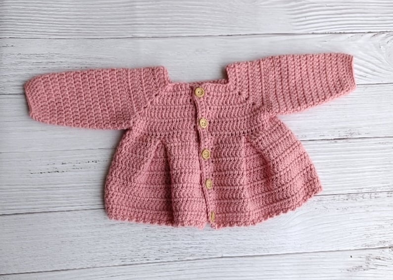 CROCHET PATTERN PDF Crochet Baby Cardigan Crochet Baby Cardigan Pattern Crochet Cardigan Newborn Crochet Pleated Cardigan 4 Sizes image 1