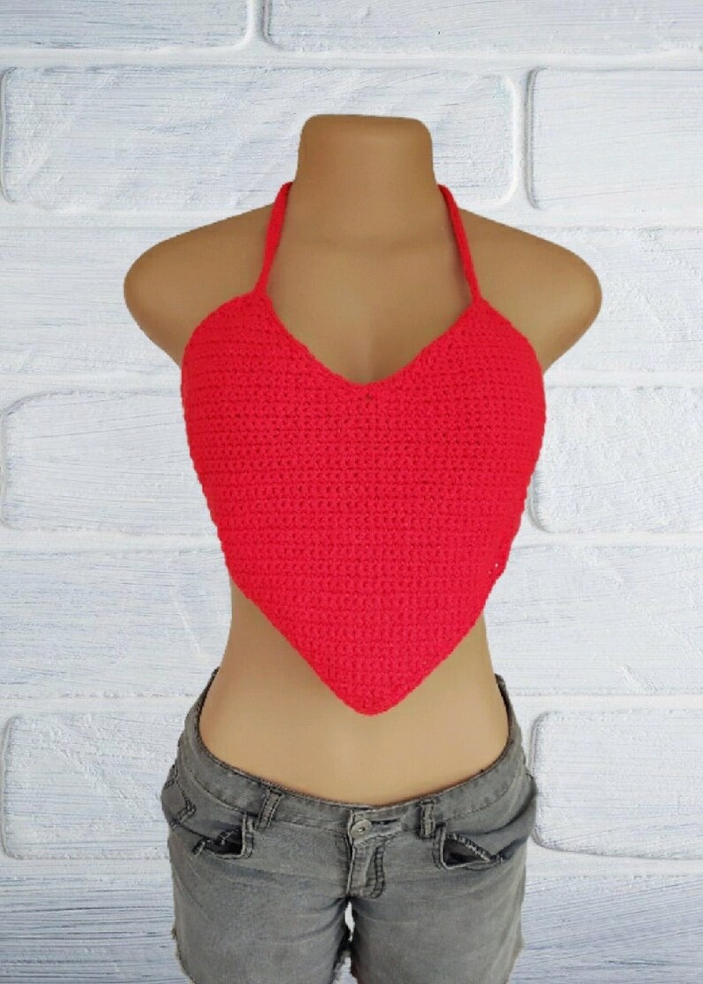 CROCHET PATTERN PDF Crochet Heart Crop Top Crochet Heart Top Crochet Crop Top Pattern Crochet Backless Crop Top Easy Backless Top image 1