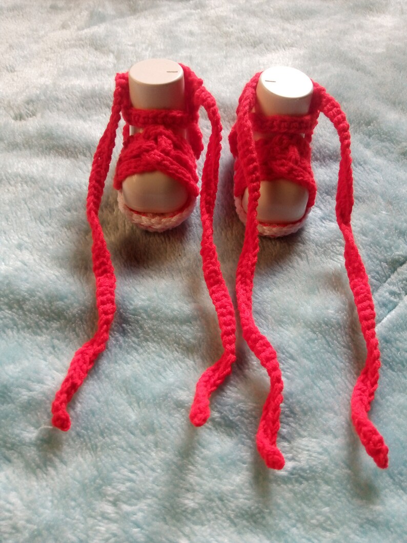 CROCHET PATTERN PDF Crochet baby gladiator Sandal Crochet Baby Girl Sandals Crochet Baby Slippers Crochet Baby Shoes Worked Flat image 5