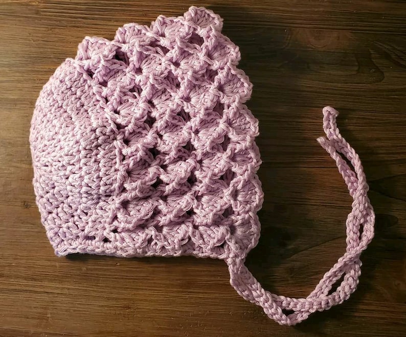 CROCHET PATTERN PDF Crochet Pattern Baby Bonnet Crochet Pattern lacy Bonnet Crochet Pattern Baby Hat Crochet Pattern Baby Beanie image 1