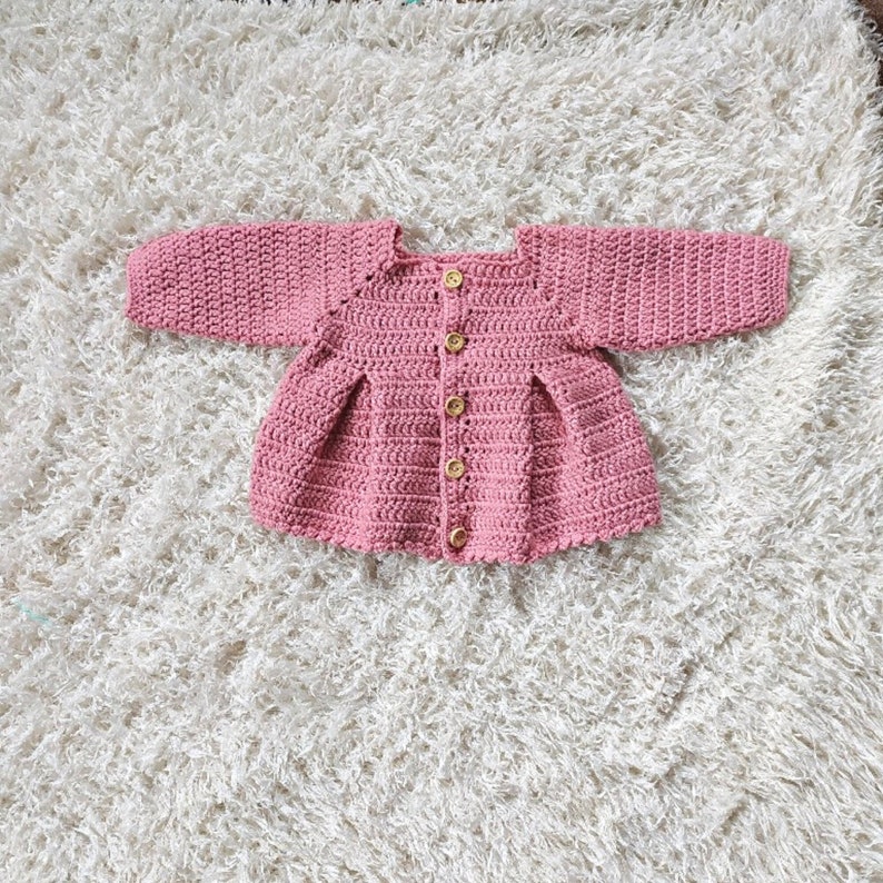 CROCHET PATTERN PDF Crochet Baby Cardigan Crochet Baby Cardigan Pattern Crochet Cardigan Newborn Crochet Pleated Cardigan 4 Sizes image 5