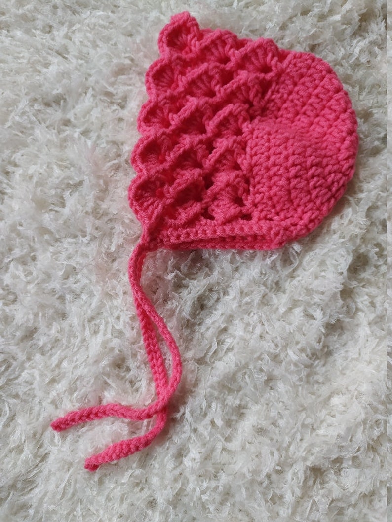 CROCHET PATTERN PDF Crochet Pattern Baby Bonnet Crochet Pattern lacy Bonnet Crochet Pattern Baby Hat Crochet Pattern Baby Beanie image 3