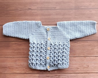 CROCHET PATTERN PDF - Crochet Baby Cardigan Pattern - Easy Crochet Baby Cardigan - Textured Crochet Cardigan Pattern - 4 Sizes - 0 - 2 years