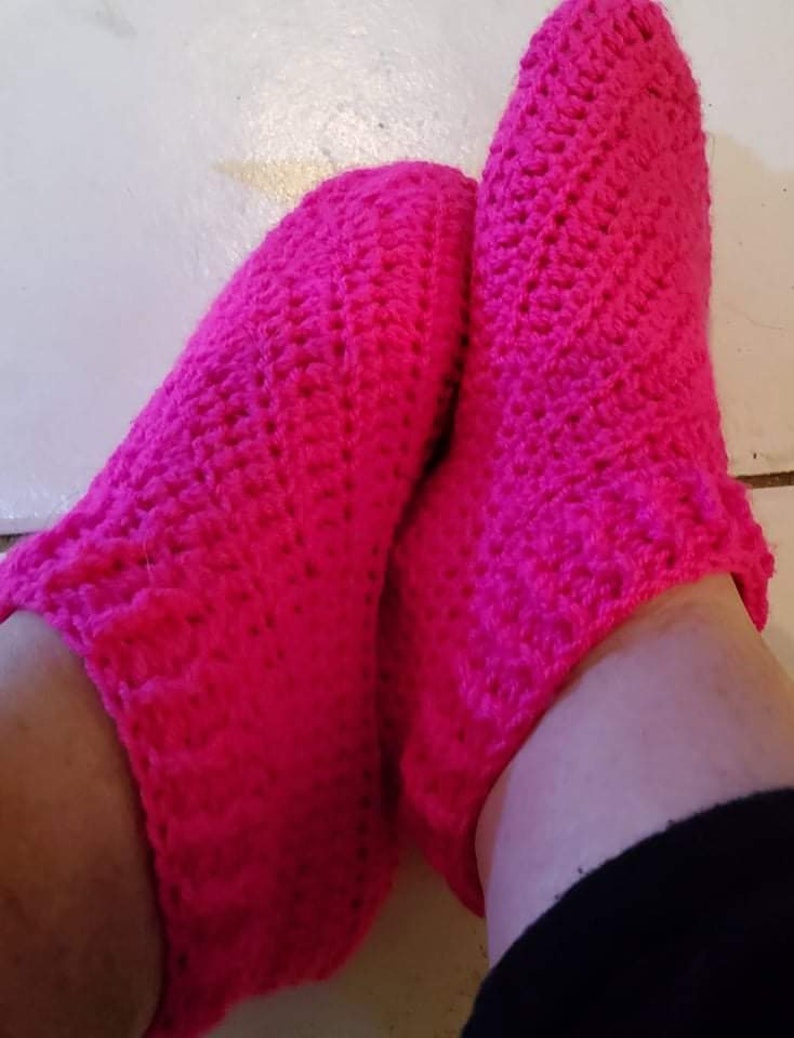 CROCHET PATTERN Crochet Adult Slippers Worked Flat Easy Crochet House Slippers Worked In Rows US Sizes 5,6,7,8 and 9 Crochet Shoes image 5