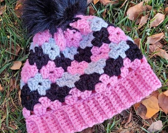 CROCHET PATTERN PDF - Crochet Granny Hat Pattern - Crochet Granny Diamond Beanie - Easy Crochet Granny Hat Pattern - 0-3 months - Adult Size