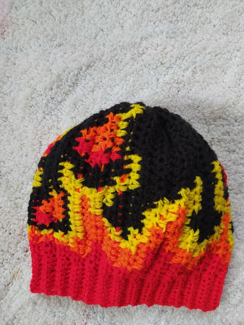 CROCHET PATTERN Crochet Flames Hat Pattern Crochet Hat Pattern Crochet Flames Beanie Pattern Crochet Beanie Child to Adult Sizes image 3