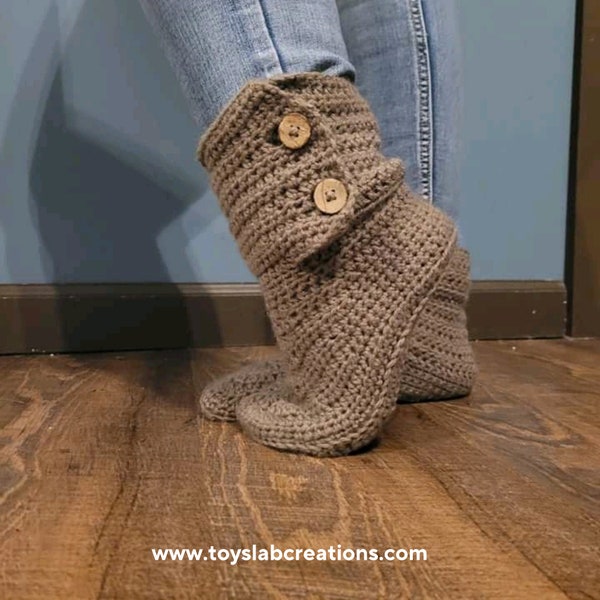 PATRÓN DE CROCHET PDF - Botas de crochet para adultos - Botas Ugg de crochet para adultos - Calcetines de crochet para adultos - Zapatilla de crochet para adultos - 5 opciones de tamaño