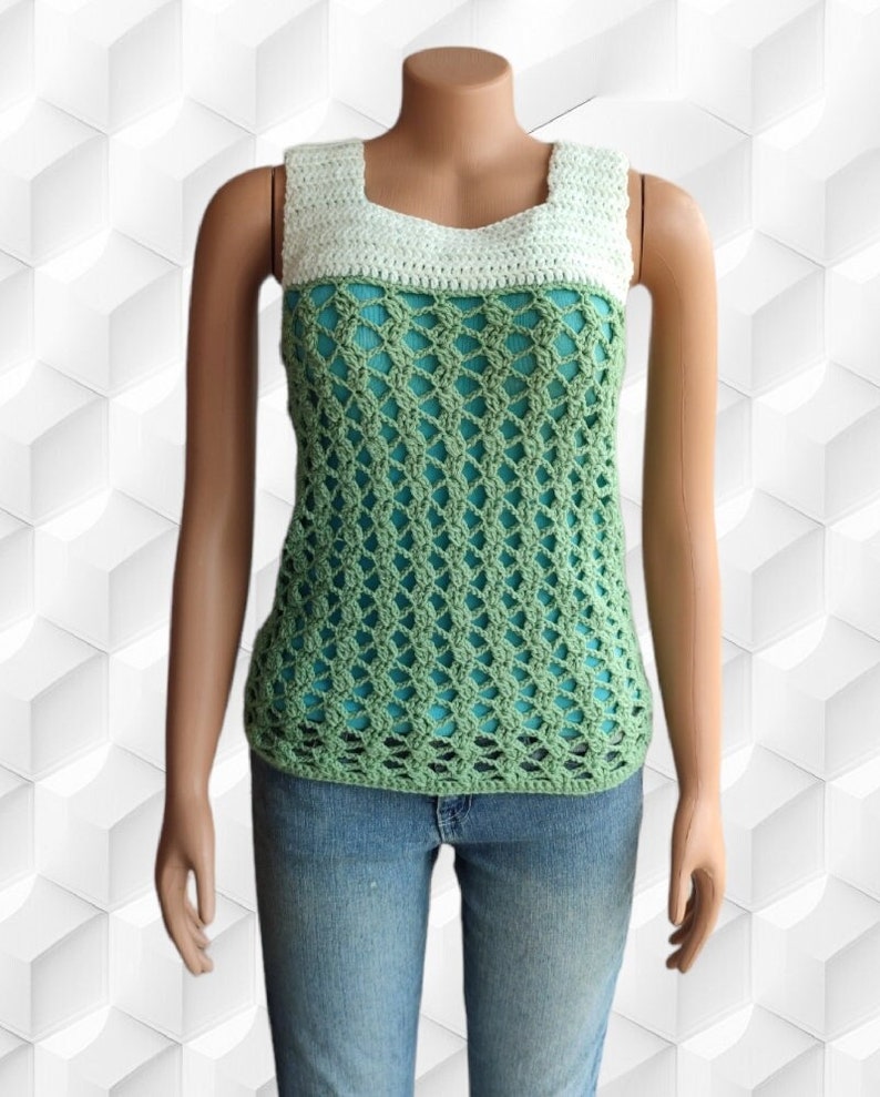 CROCHET PATTERN PDF Crochet Lacy Summer Top Easy Crochet Tank Top 5 sizing options 30-52 Bust in inches Instant Download image 1