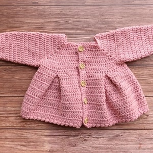 CROCHET PATTERN PDF Crochet Baby Cardigan Crochet Baby Cardigan Pattern Crochet Cardigan Newborn Crochet Pleated Cardigan 4 Sizes image 3