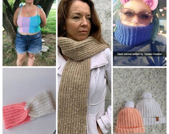 CROCHET PATTERN PDF - Knit Look Crochet Patterns Bundle - Knit Look Crochet Scarf - Ribbed Hat - Ribbed Cowl - Ribbed Crop Top - Headband